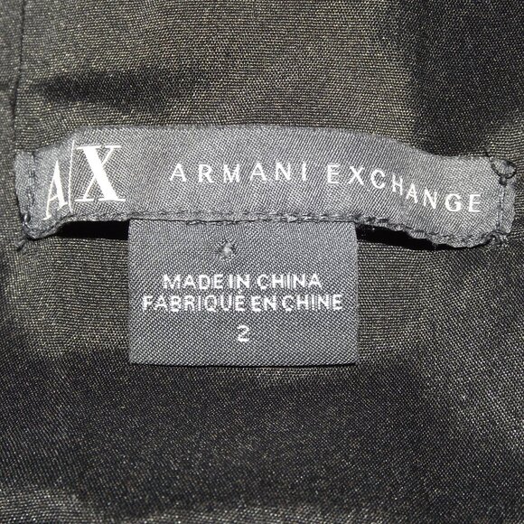 ARMANI EXCHANGE Dress, 2, Short, Crinkled Crossed Neck, Black, Sleeveless, Mini - Picture 9 of 10